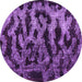 Round Machine Washable Persian Purple Bohemian Area Rugs, wshcon402pur