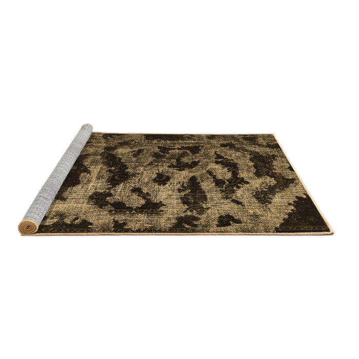 Sideview of Machine Washable Persian Brown Bohemian Rug, wshcon402brn