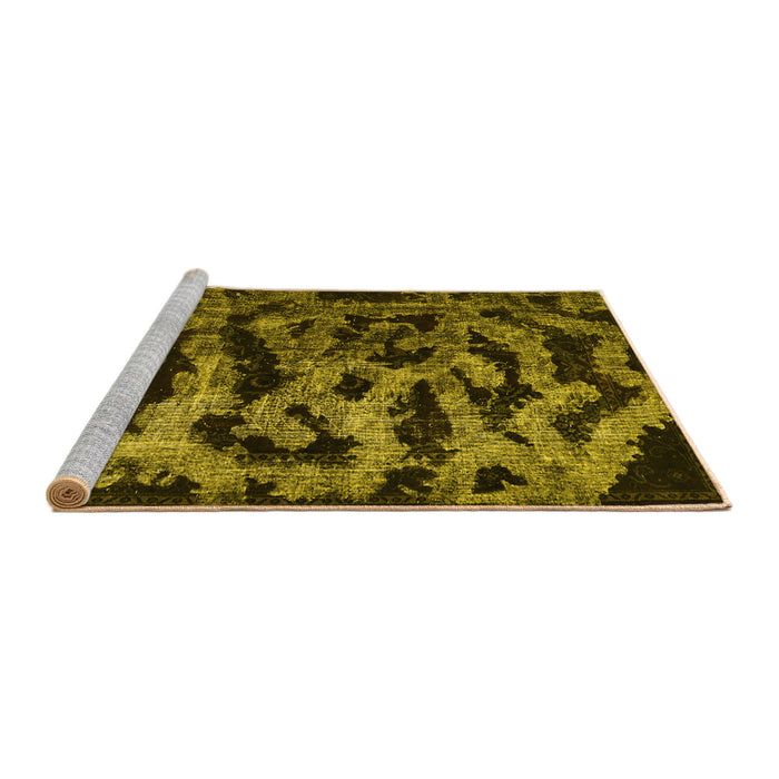 Sideview of Machine Washable Persian Yellow Bohemian Rug, wshcon402yw