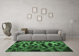 Machine Washable Persian Emerald Green Bohemian Area Rugs in a Living Room,, wshcon402emgrn