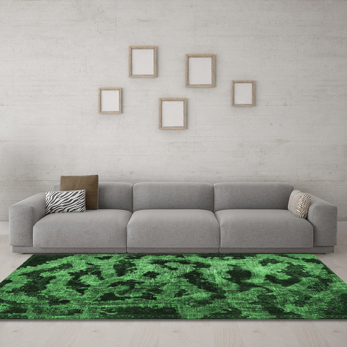 Machine Washable Persian Emerald Green Bohemian Area Rugs in a Living Room,, wshcon402emgrn