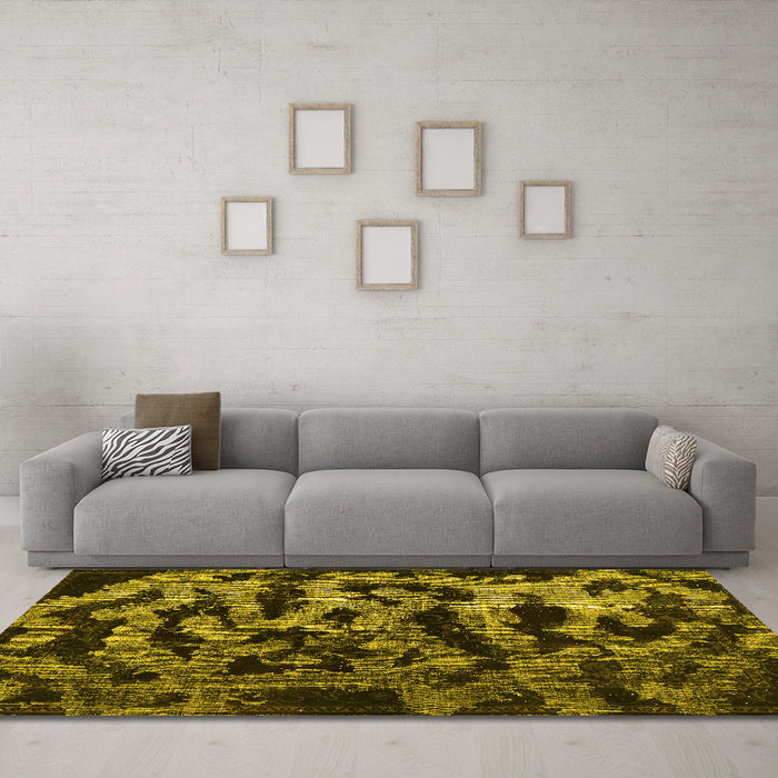 Machine Washable Persian Yellow Bohemian Rug in a Living Room, wshcon402yw