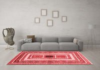 Machine Washable Abstract Red Contemporary Rug, wshcon403red