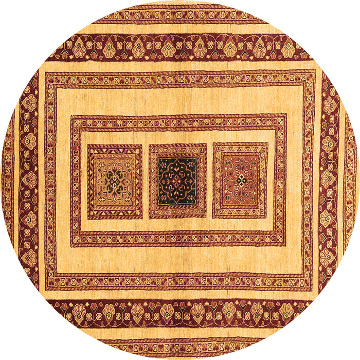 Round Abstract Brown Contemporary Rug, con403brn