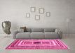 Machine Washable Abstract Pink Contemporary Rug in a Living Room, wshcon403pnk