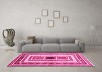 Machine Washable Abstract Pink Contemporary Rug, wshcon403pnk