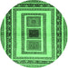 Round Abstract Emerald Green Contemporary Rug, con403emgrn