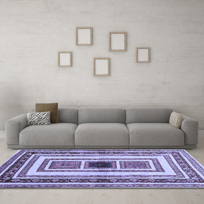 Machine Washable Abstract Blue Contemporary Rug in a Living Room, wshcon403blu