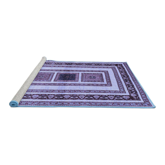 Sideview of Machine Washable Abstract Blue Contemporary Rug, wshcon403blu