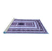 Sideview of Machine Washable Abstract Blue Contemporary Rug, wshcon403blu