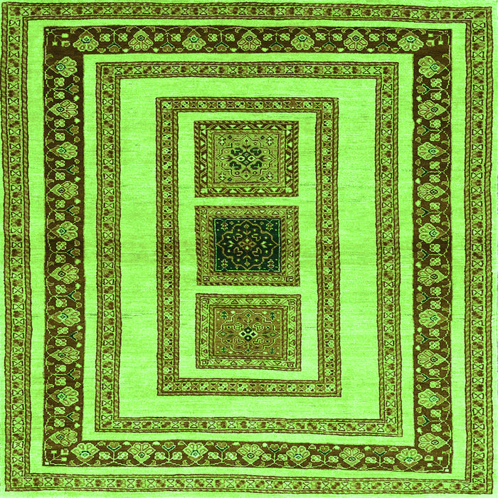 Serging Thickness of Abstract Green Contemporary Rug, con403grn