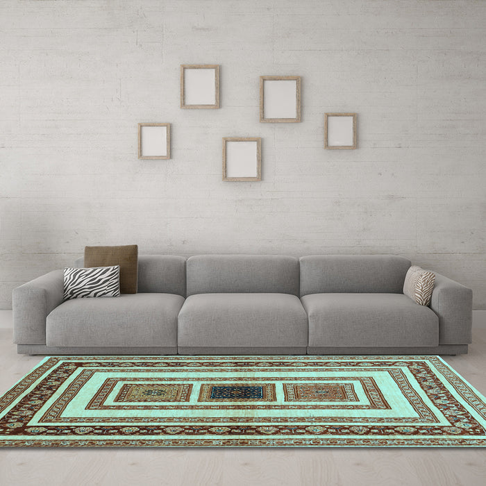 Machine Washable Abstract Light Blue Contemporary Rug in a Living Room, wshcon403lblu