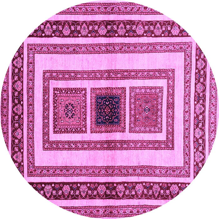 Round Machine Washable Abstract Purple Contemporary Area Rugs, wshcon403pur