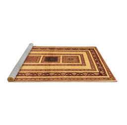 Sideview of Machine Washable Abstract Brown Contemporary Rug, wshcon403brn