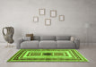 Machine Washable Abstract Green Contemporary Area Rugs in a Living Room,, wshcon403grn