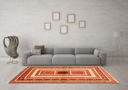 Machine Washable Abstract Orange Contemporary Area Rugs in a Living Room, wshcon403org