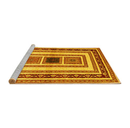 Sideview of Machine Washable Abstract Yellow Contemporary Rug, wshcon403yw