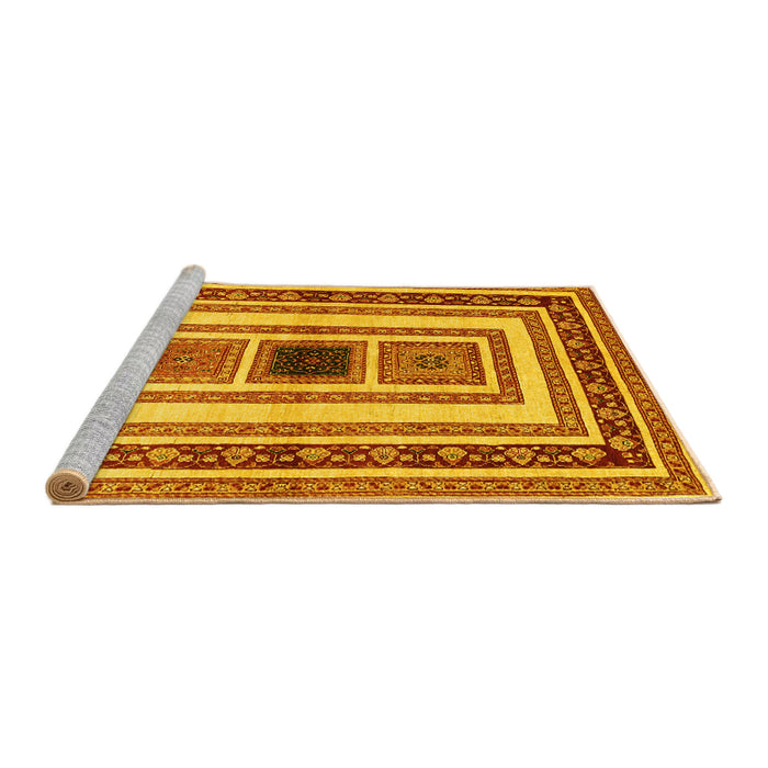 Sideview of Machine Washable Abstract Yellow Contemporary Rug, wshcon403yw