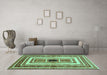 Machine Washable Abstract Turquoise Contemporary Area Rugs in a Living Room,, wshcon403turq