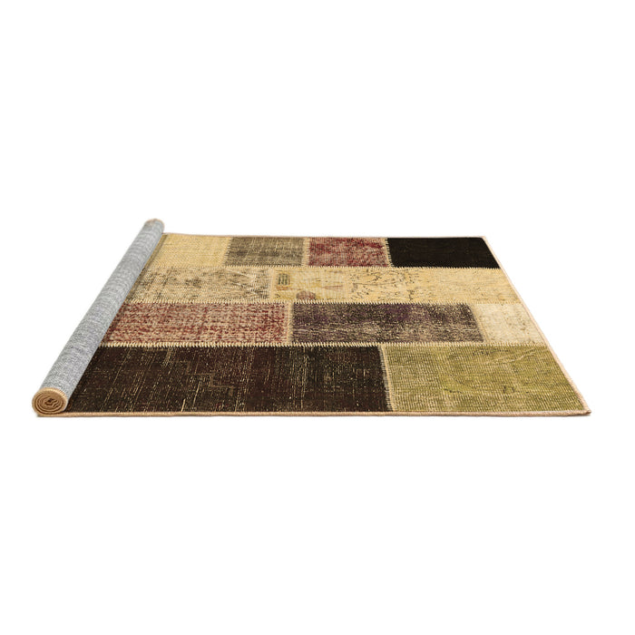 Sideview of Machine Washable Patchwork Brown Transitional Rug, wshcon404brn
