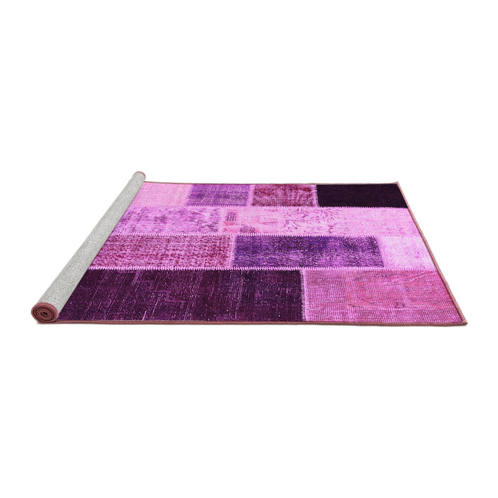 Sideview of Machine Washable Patchwork Pink Transitional Rug, wshcon404pnk