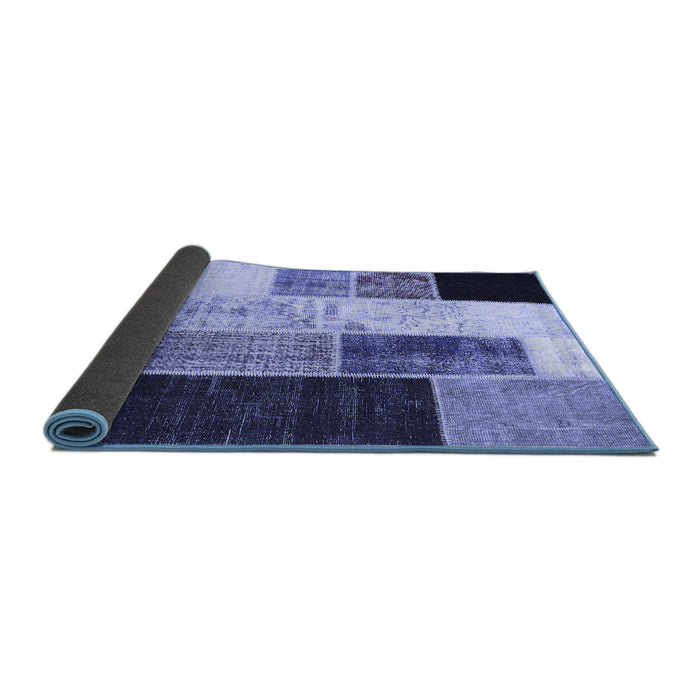 Sideview of Patchwork Blue Transitional Rug, con404blu