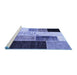 Sideview of Machine Washable Patchwork Blue Transitional Rug, wshcon404blu