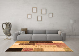 Machine Washable Patchwork Orange Transitional Area Rugs in a Living Room, wshcon404org