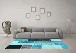 Machine Washable Patchwork Light Blue Transitional Rug in a Living Room, wshcon404lblu