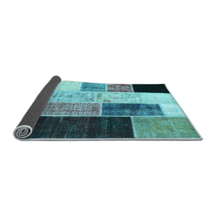 Sideview of Patchwork Light Blue Transitional Rug, con404lblu