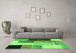 Machine Washable Patchwork Green Transitional Area Rugs in a Living Room,, wshcon404grn