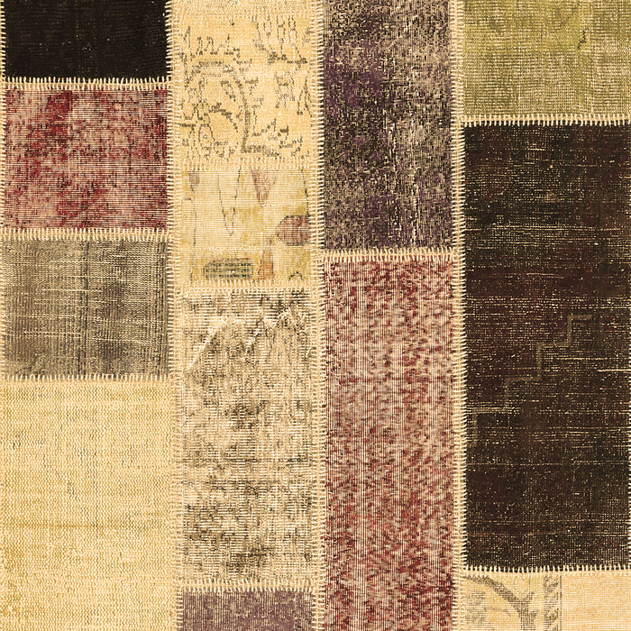Machine Washable Patchwork Brown Transitional Rug, wshcon404brn
