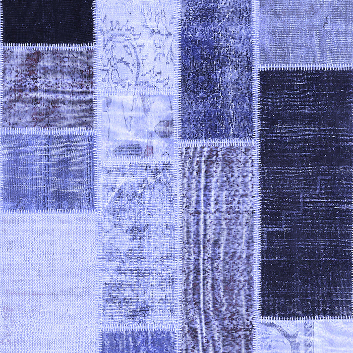 Machine Washable Patchwork Blue Transitional Rug, wshcon404blu