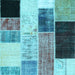 Square Patchwork Light Blue Transitional Rug, con404lblu