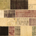 Square Machine Washable Patchwork Brown Transitional Rug, wshcon404brn