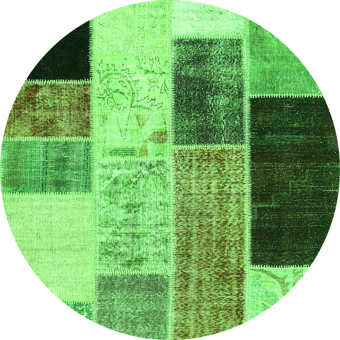 Machine Washable Patchwork Green Transitional Area Rugs, wshcon404grn