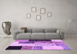 Machine Washable Patchwork Purple Transitional Area Rugs in a Living Room, wshcon404pur