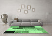 Machine Washable Patchwork Emerald Green Transitional Area Rugs in a Living Room,, wshcon404emgrn