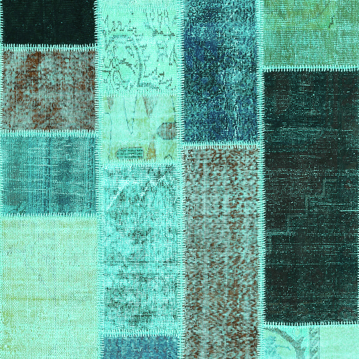 Machine Washable Patchwork Turquoise Transitional Area Rugs, wshcon404turq