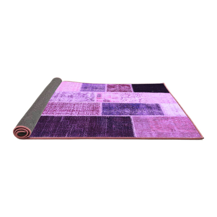 Sideview of Patchwork Purple Transitional Rug, con404pur