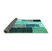 Sideview of Patchwork Turquoise Transitional Rug, con404turq