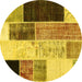 Round Patchwork Yellow Transitional Rug, con404yw