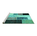 Sideview of Machine Washable Patchwork Turquoise Transitional Area Rugs, wshcon404turq