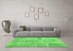 Machine Washable Patchwork Green Transitional Area Rugs in a Living Room,, wshcon405grn