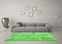 Machine Washable Patchwork Green Transitional Area Rugs in a Living Room,, wshcon405grn