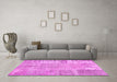 Machine Washable Patchwork Pink Transitional Rug in a Living Room, wshcon405pnk