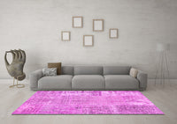 Machine Washable Patchwork Pink Transitional Rug, wshcon405pnk