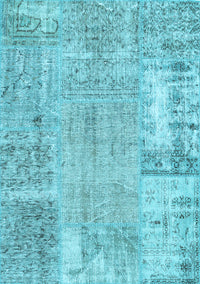 Patchwork Light Blue Transitional Rug, con405lblu