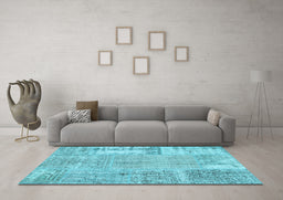 Machine Washable Patchwork Light Blue Transitional Rug in a Living Room, wshcon405lblu