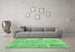 Machine Washable Patchwork Emerald Green Transitional Area Rugs in a Living Room,, wshcon405emgrn